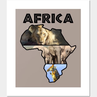Africa Wildlife Continent Collage Posters and Art